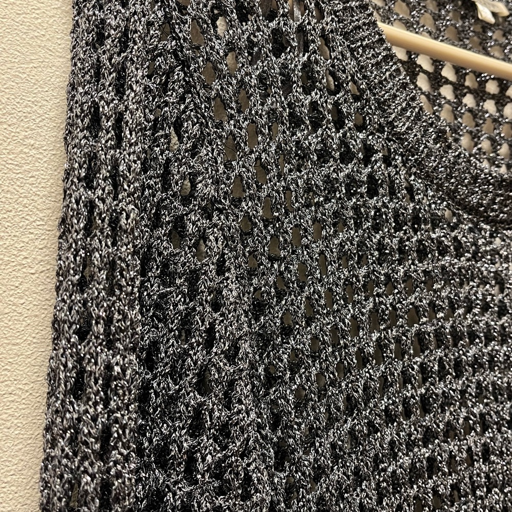 Avalin Unique Boho Retro Metallic Open Crochet Sweater, Women’s Sz S, Metallic - Picture 3 of 8
